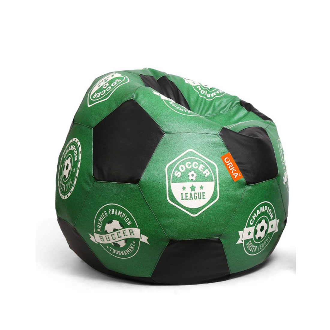 Orka Digital Printed Kids Foorball With Mathching Footstool Filled Bean Bag With Beans (FB47 Multicolor)